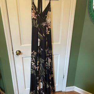Lulus satin black maxi dress